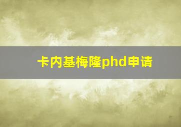 卡内基梅隆phd申请