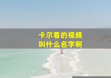 卡尔看的视频叫什么名字啊