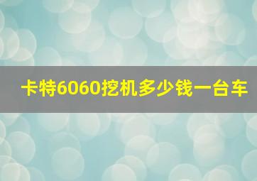 卡特6060挖机多少钱一台车