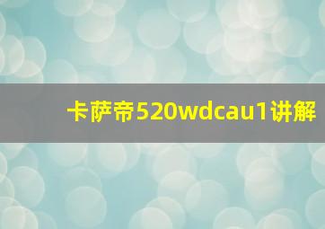 卡萨帝520wdcau1讲解