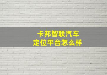 卡邦智联汽车定位平台怎么样