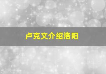 卢克文介绍洛阳