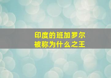 印度的班加罗尔被称为什么之王