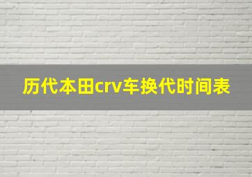 历代本田crv车换代时间表