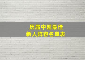 历届中超最佳新人阵容名单表