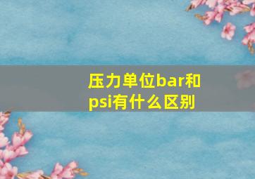 压力单位bar和psi有什么区别