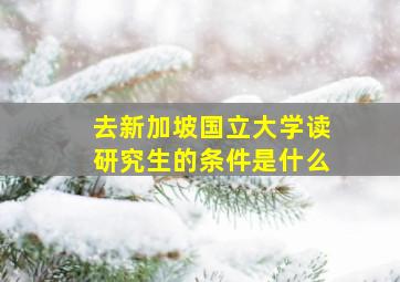 去新加坡国立大学读研究生的条件是什么