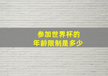 参加世界杯的年龄限制是多少