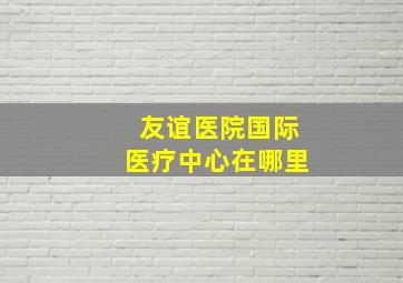 友谊医院国际医疗中心在哪里