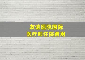 友谊医院国际医疗部住院费用