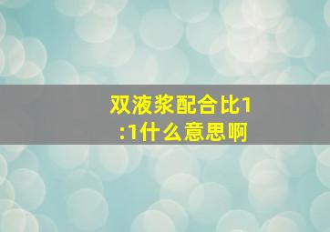 双液浆配合比1:1什么意思啊