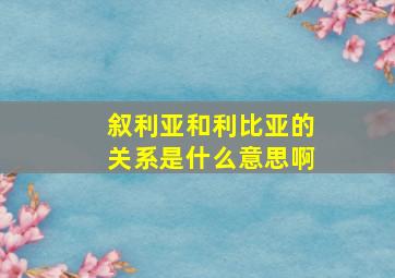 叙利亚和利比亚的关系是什么意思啊