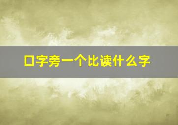 口字旁一个比读什么字