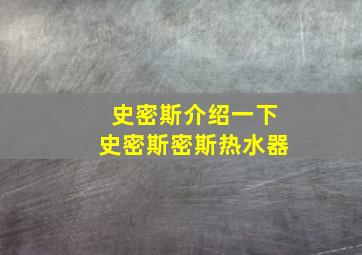 史密斯介绍一下史密斯密斯热水器