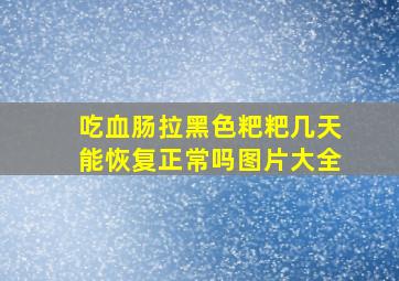 吃血肠拉黑色粑粑几天能恢复正常吗图片大全