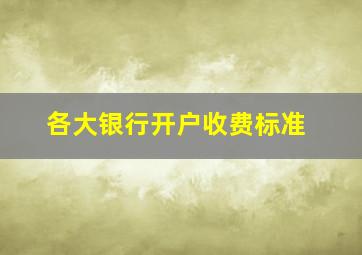 各大银行开户收费标准