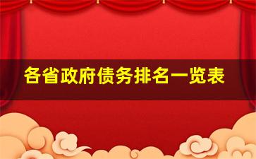 各省政府债务排名一览表