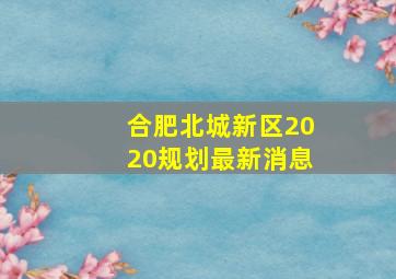 合肥北城新区2020规划最新消息