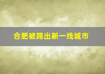 合肥被踢出新一线城市