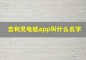 吉利充电桩app叫什么名字