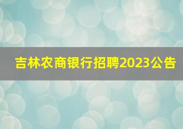 吉林农商银行招聘2023公告