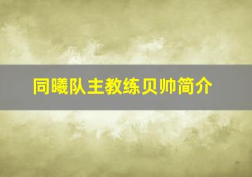 同曦队主教练贝帅简介