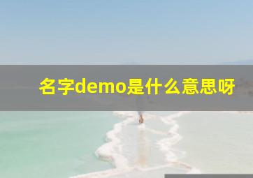 名字demo是什么意思呀