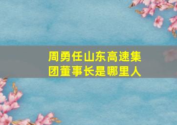 周勇任山东高速集团董事长是哪里人