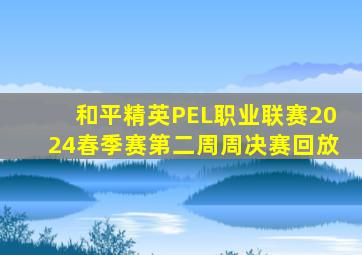 和平精英PEL职业联赛2024春季赛第二周周决赛回放