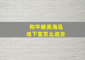 和平精英海岛地下室怎么进去