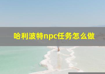 哈利波特npc任务怎么做