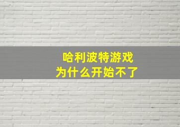 哈利波特游戏为什么开始不了