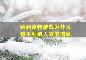 哈利波特游戏为什么看不到别人发的消息