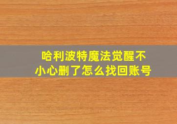 哈利波特魔法觉醒不小心删了怎么找回账号