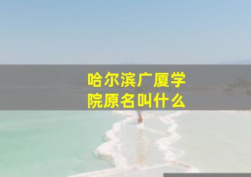 哈尔滨广厦学院原名叫什么