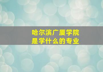 哈尔滨广厦学院是学什么的专业