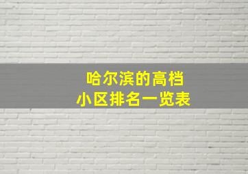 哈尔滨的高档小区排名一览表