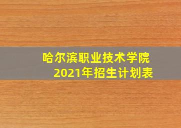 哈尔滨职业技术学院2021年招生计划表