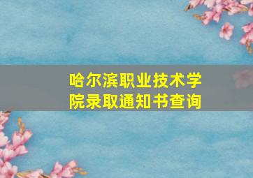 哈尔滨职业技术学院录取通知书查询