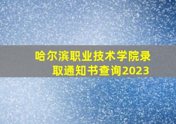 哈尔滨职业技术学院录取通知书查询2023