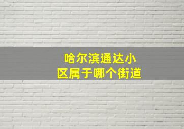 哈尔滨通达小区属于哪个街道