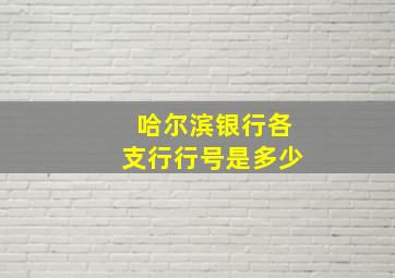 哈尔滨银行各支行行号是多少