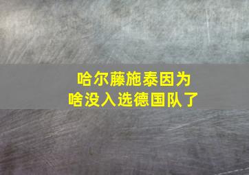 哈尔藤施泰因为啥没入选德国队了