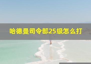 哈德曼司令部25级怎么打