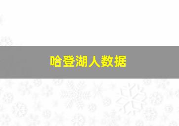 哈登湖人数据