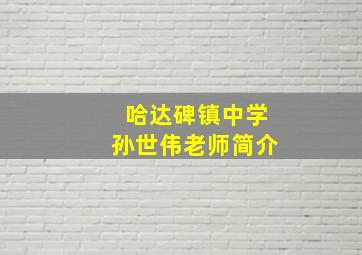 哈达碑镇中学孙世伟老师简介