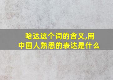 哈达这个词的含义,用中国人熟悉的表达是什么