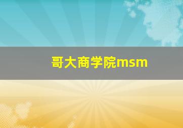 哥大商学院msm