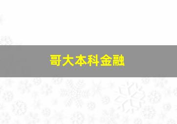 哥大本科金融