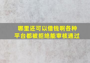 哪里还可以借钱啊各种平台都被拒绝能审核通过